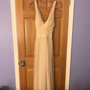Anthropologie Hitherto Cream Chiffon Formal Dress